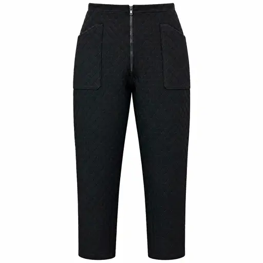 Marc le Bihan Black Quilted Pants High Rise Straight Leg Zip Front Pockets M