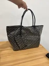Goyard Black/Gray Goyardine Large Tote w/ Pouch Dust Bag