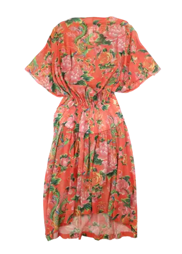 JUNYA WATANABE AD2021 Red Floral Cotton Voile Midi Dress