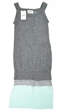 Coperni Wool Blend Multi Layer Knit Slip Dress in Grey