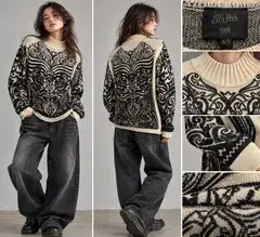 90’sGrail Jean Paul Gaultier Homme Arabesque Tribal Pattern Knit Sweater 48