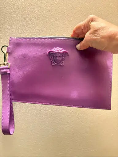 Versace Lavender Medusa Zip Wristlet by and new . Very beautiful
