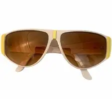 Vintage 1980’’s Ultra by Enrica Massei Sunglasses, Colorblock Yellow & White