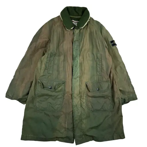 Stone Island 1990s Vintage Green Raso Gommato Dutch Rope Jacket - XL