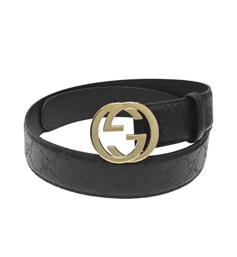 GUCCI black leather GG plate buckle Men's belt long 96 cm wide 3.5 cm