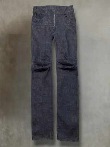 SS1999 Yuji Yamada elongated raw denim biker pants