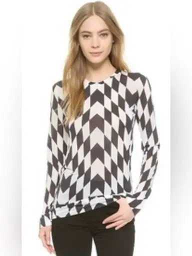 Gareth Pugh Black White Geometric diamond Long Sleeve Jersey Top IT 42 Medium