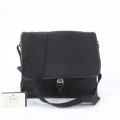 極美品 プラダ ギャランティ付 テスート ナイロン V166 レザー ショルダーバッグ 斜め掛け ビジネス A4 メンズ RIM EX67-3【中古】