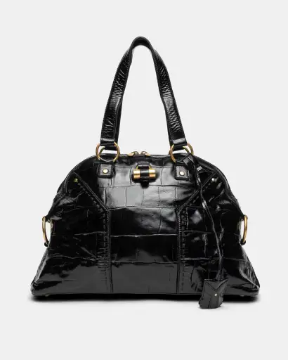 Yves Saint Laurent Rive Gauche - Croc Patent Muse Handbag - C. 2000s