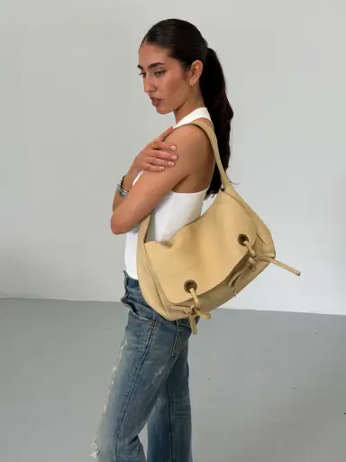 miu miu 2000s vintage ivory leather ribbon shoulder bag