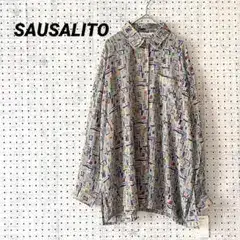 SAUSALITO 幾何学柄 長袖シャツ フリーサイズ 日本製 タグ付き 総柄