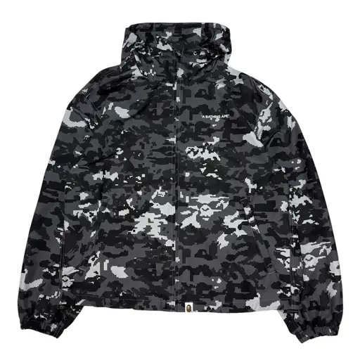 A BATHING APE  MULTI PIXEL CAMO HOOODED JACKET