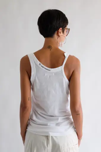 YOHJI YAMAMOTO Y’S DECONSTRUCTED TANK IN WHITE COTTON JERSEY
