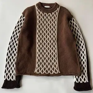 JW ANDERSON ジェイダブリューアンダーソン ケーブルニット 編み込みデザイン セーター ブラウン