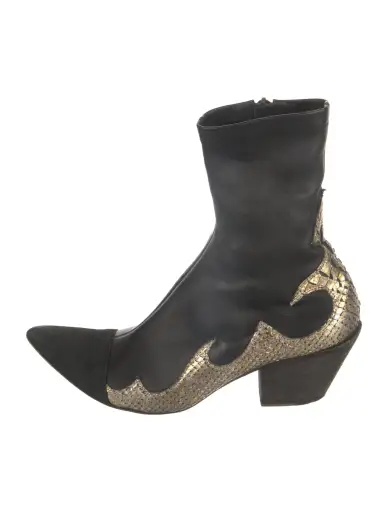Leather Animal Print Boots