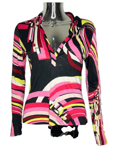 Emilio Pucci Pink V Neck Long Sleeve