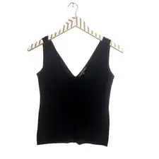ALESSANDRO DELL 'ACQUA Top Womens 44 US Medium Black Tank Sleeveless V-Neck
