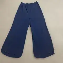 プリーツ加工 ワイドパンツ ネイビー