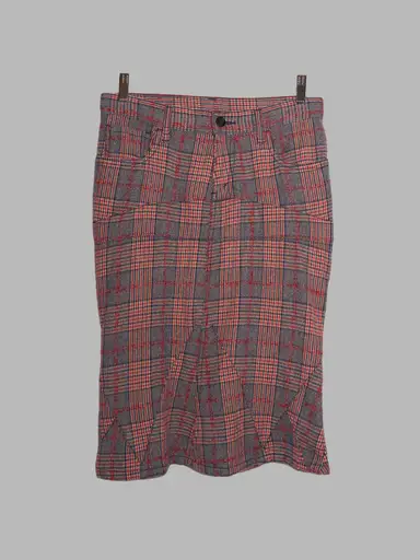 Junya Watanabe Comme des Garcons winter 2004 red wool plaid panelled skirt