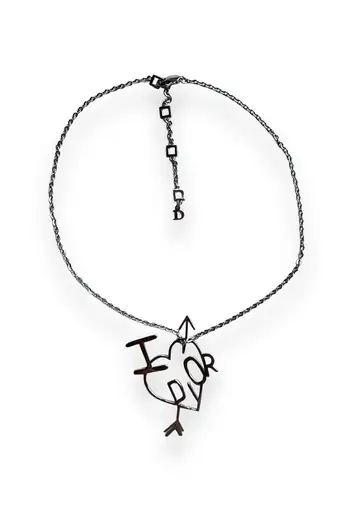 VINTAGE DIOR NECKLACE I LOVE DIOR HEART AND ARROW SILVER gallery