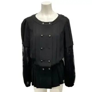 CHANEL(シャネル) ジャケット サイズ34 S レディース P45548 黒 レース/プリーツ シルク シャネル(CHANEL)のレディースのジャケット/アウター(その他)の商品詳細ページへのリンク