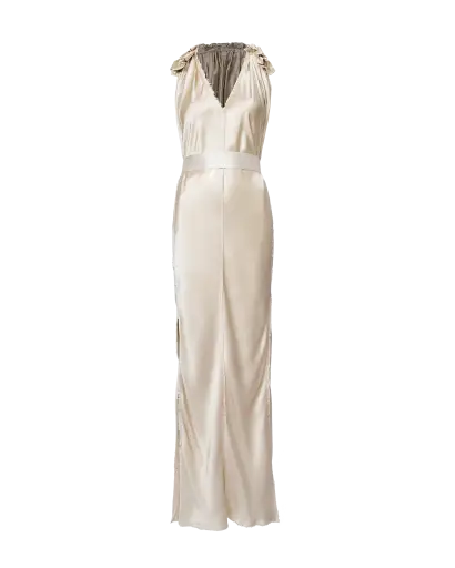 Resort 2012 Light Champagne Sleeveless Silk Gown with Raw Edges