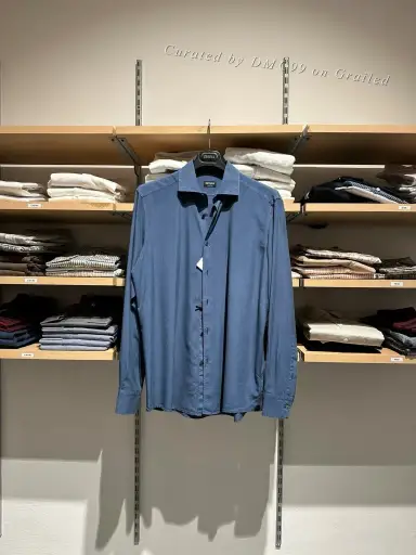 Zegna Blue Men's Long-Sleeve Shirt