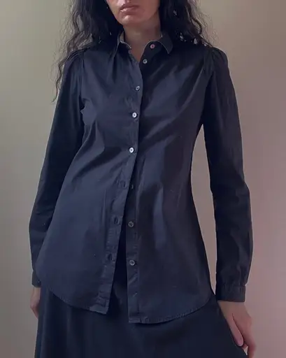 Vintage Designer Burberry Brit Black Cotton Feminine Shirt