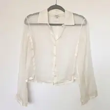 VTG Gianfranco Ferre 100% Silk Sheer Organza Blouse Size 48 Cream Italian Luxury