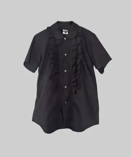 Black Comme des Garcons 2015 Ruffle Short Sleeve Shirt