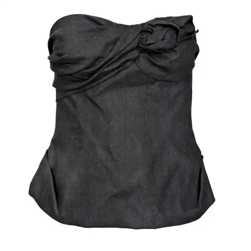 Louis Vuitton 2000s Wool Bustier w Rose Detail
