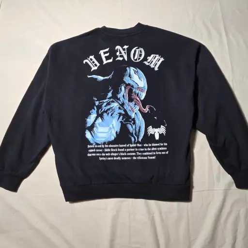 Marvel Venom Gothic Text Graphic Crewneck Sweatshirt Large