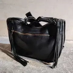 Kyoji Maruyama 00's 刺繍フリンジデザイン レザーショルダーバッグ ブラック キョウジマルヤマ