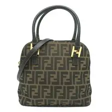 Fendi Zucca Canvas Tote Bag Brown Shoulder Handbag Detachable Strap Women 60