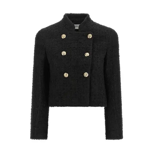 Balmain Double-Breasted Tweed Short Jacket