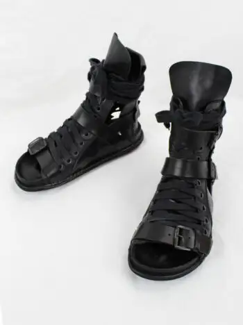 Ann Demeulemeester black belted high top gladiator sandals (39) — spring 2012