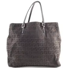 Fendi Zucca Zucchino Brown Canvas Leather Tote Bag 8BH019 Women Italy AB
