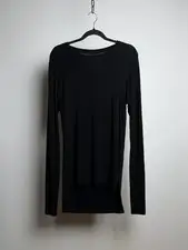 Gareth Pugh Panelled Stepped Hem Jersey Long Sleeve Compression Shirt M Black