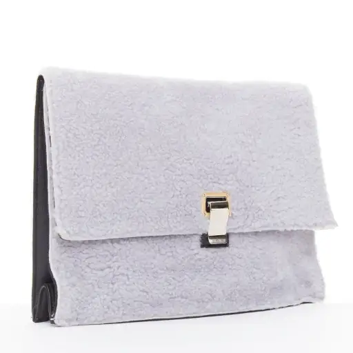 PROENZA SCHOULER 2013 Runway Lunch lilac purple shearling envelop clutch bag