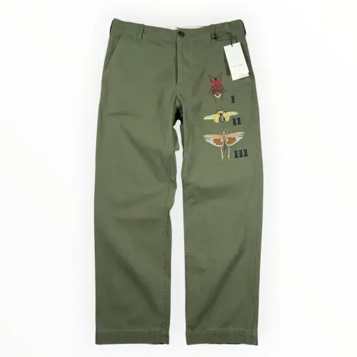 Gucci 2017 Embroidered Insect Chino Pants