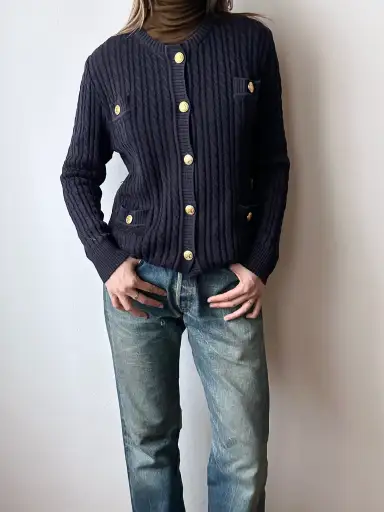Early 90s CELINE cotton cardigan with gold-buttons