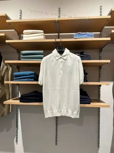 Zegna White Knit Short Sleeve Polo