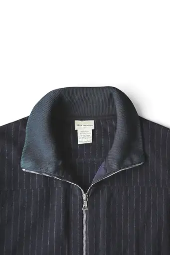 90's "DRIES VAN NOTEN" Wool Pinstripe Zip-Up Blouson Made in Belgium