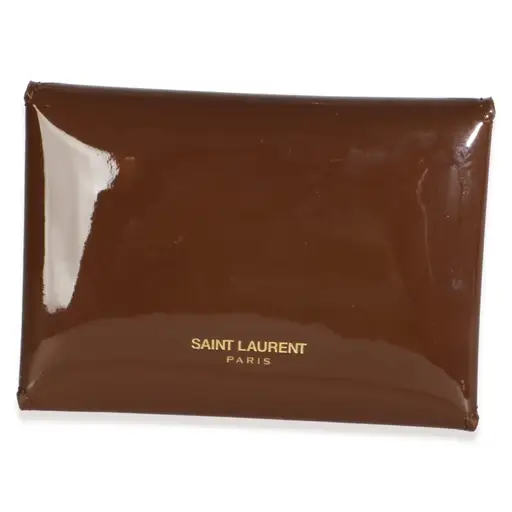 Saint Laurent Brown Patent Envelope Flap Card Case
