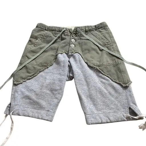 Greg Lauren Army Terry Shorts Olive Grey Deconstructed Hybrid Size 2