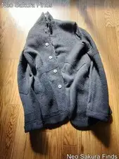 LABEL UNDER CONSTRUCTION Patchwork Alpaca Virgin Wool Cardigan Reversible Black