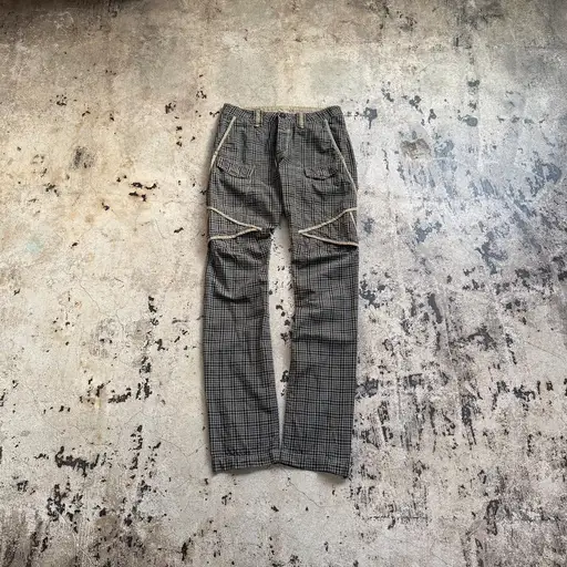 00s MARITHE + FRANCOIS GIRBAUD 3D GINGHAM CHECK PANTS