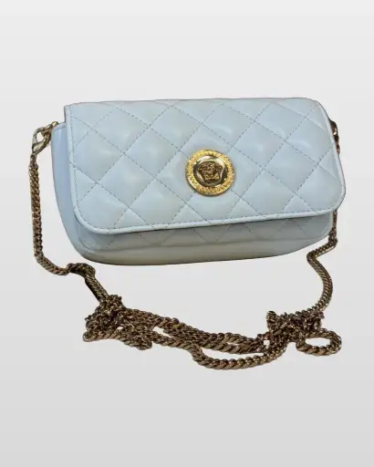 Versace White Quilted Mini Crossbody Bag