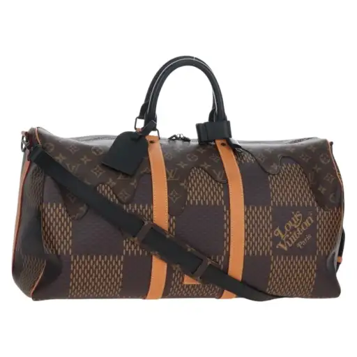 Louis Vuitton Nigo Keepall Bandouliere Limited Edition Giant Damier And Monogram Canvas Brown Canvas Travel Bag Bag (Pre-Owned)
