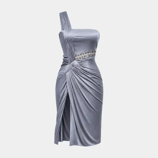 Grey Embellished Draped Dress Versace FW 2009